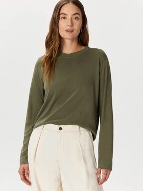 Quince long sleeve tee in dark olive